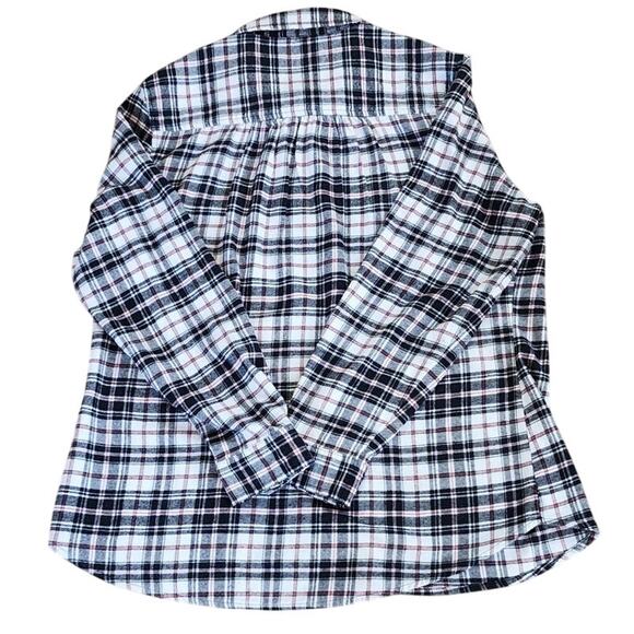 Croft & Barrow Black Red and White Plaid Flannel Shirt Womens Size M 100% Cotton - Picture 12 of 12